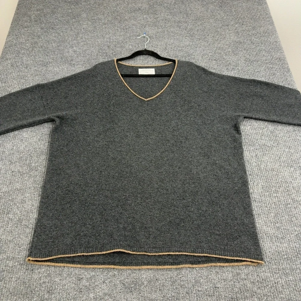 REI Sweater Womens Grey 100% Lambs Wool Oversized Boat Neck Gorpcore Outdoor